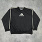 Adidas vintage 90s big Logo Varsity Jacke Sweatshirt Nylon Windbreaker schwarz XXL