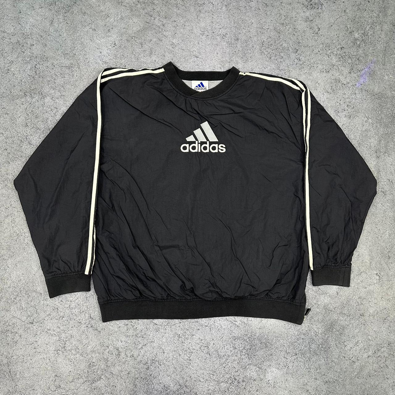 Adidas vintage 90s big Logo Varsity Jacke Sweatshirt Nylon Windbreaker schwarz XXL