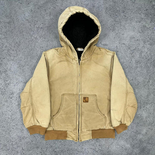 Carhartt vintage workwear Jacke heavyweight Hoodie Zipper Jacket beige Kinder S