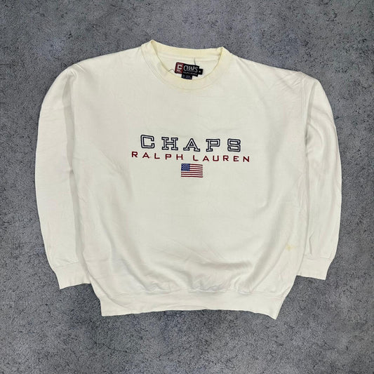 Chaps Ralph Lauren vintage Sweatshirt Sweater Crewneck weiß M
