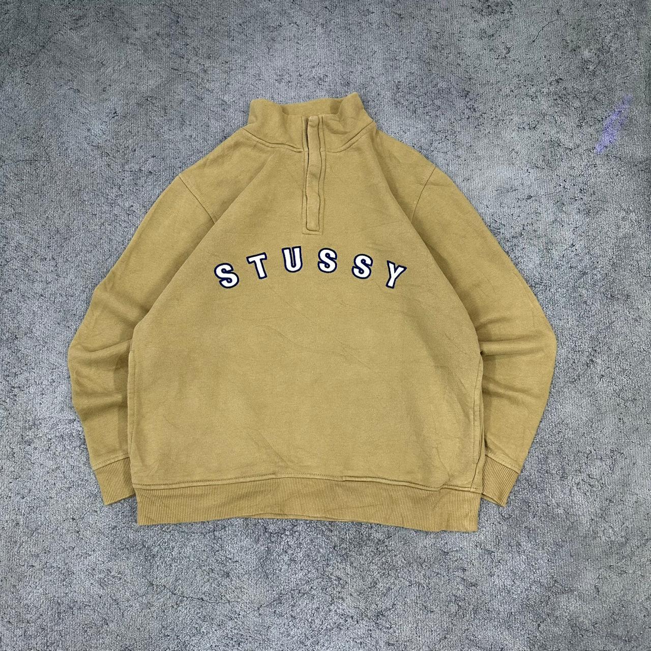 Stüssy Stussy vintage big Logo Sweatshirt Zip Sweater streetwear beige S