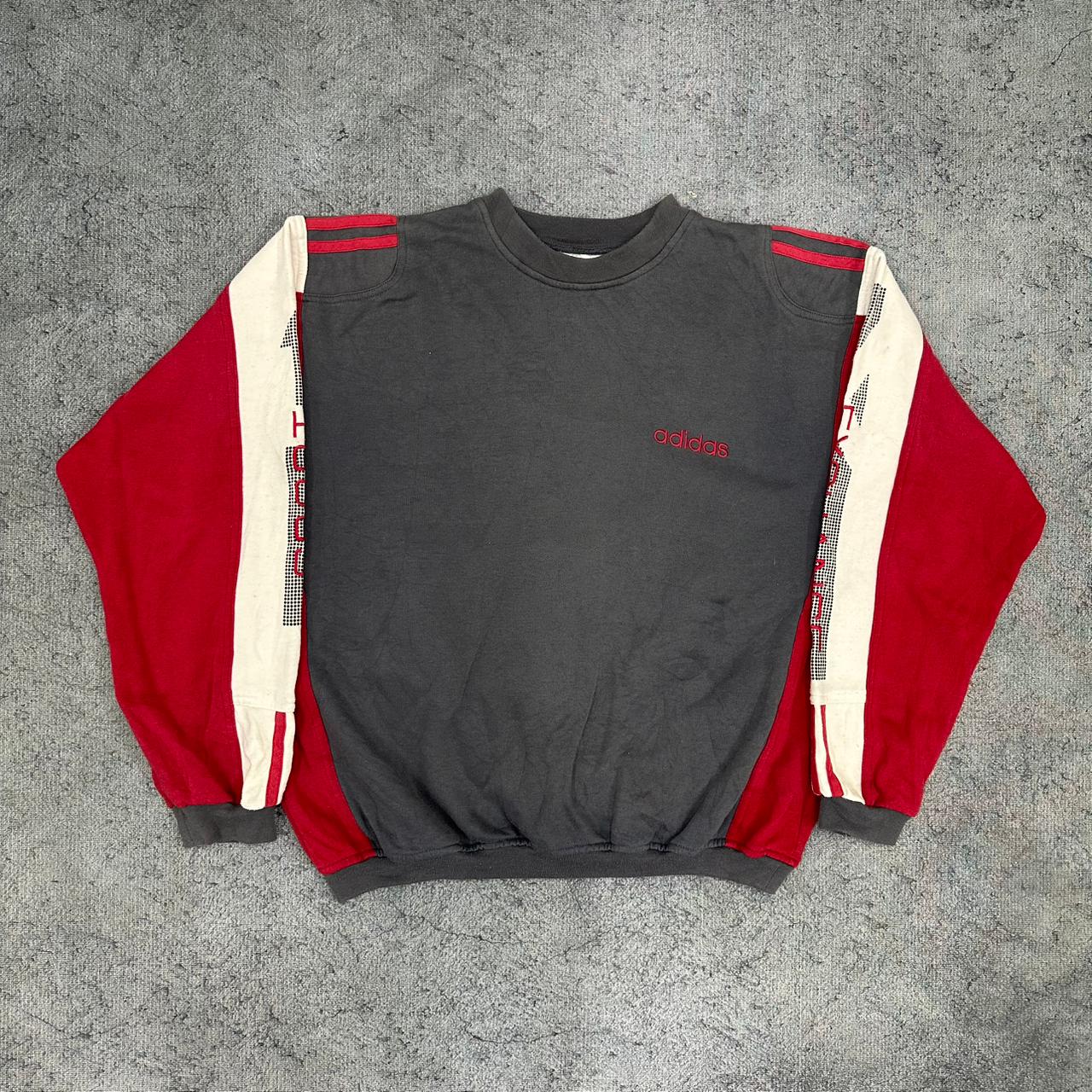 Adidas vintage big Logo embroidery Sweatshirt Sweater Crewneck streetwear grau M