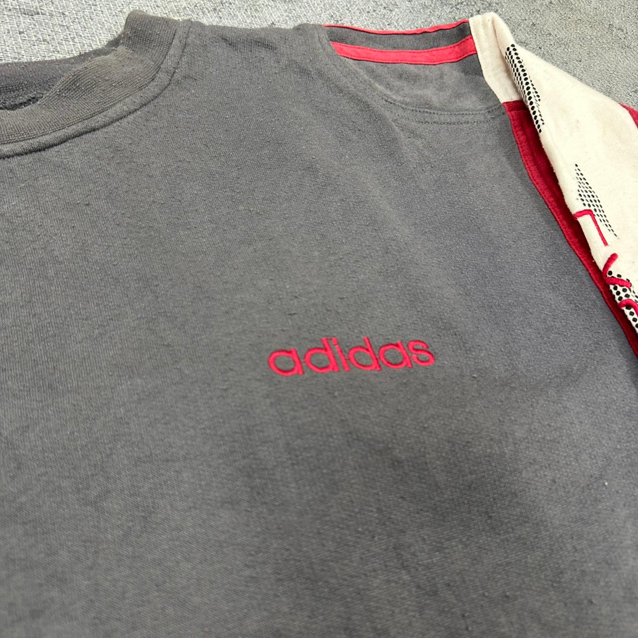 Adidas vintage big Logo embroidery Sweatshirt Sweater Crewneck streetwear grau M