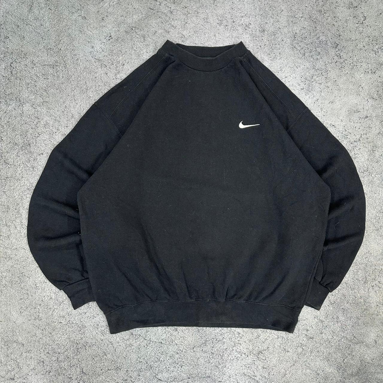 Nike vintage small Swoosh embroidery Sweatshirt Crewneck Sweater oversized schwarz L