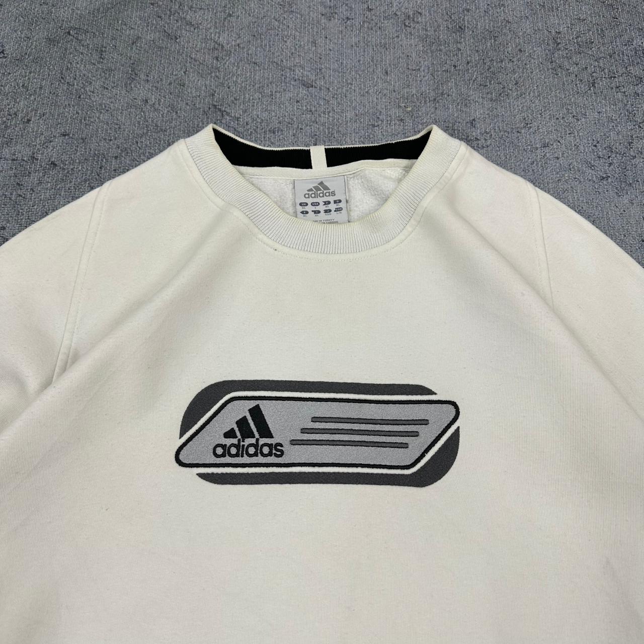 Adidas vintage big Box Logo Sweatshirt Sweater Crewneck Y2K weiß XL