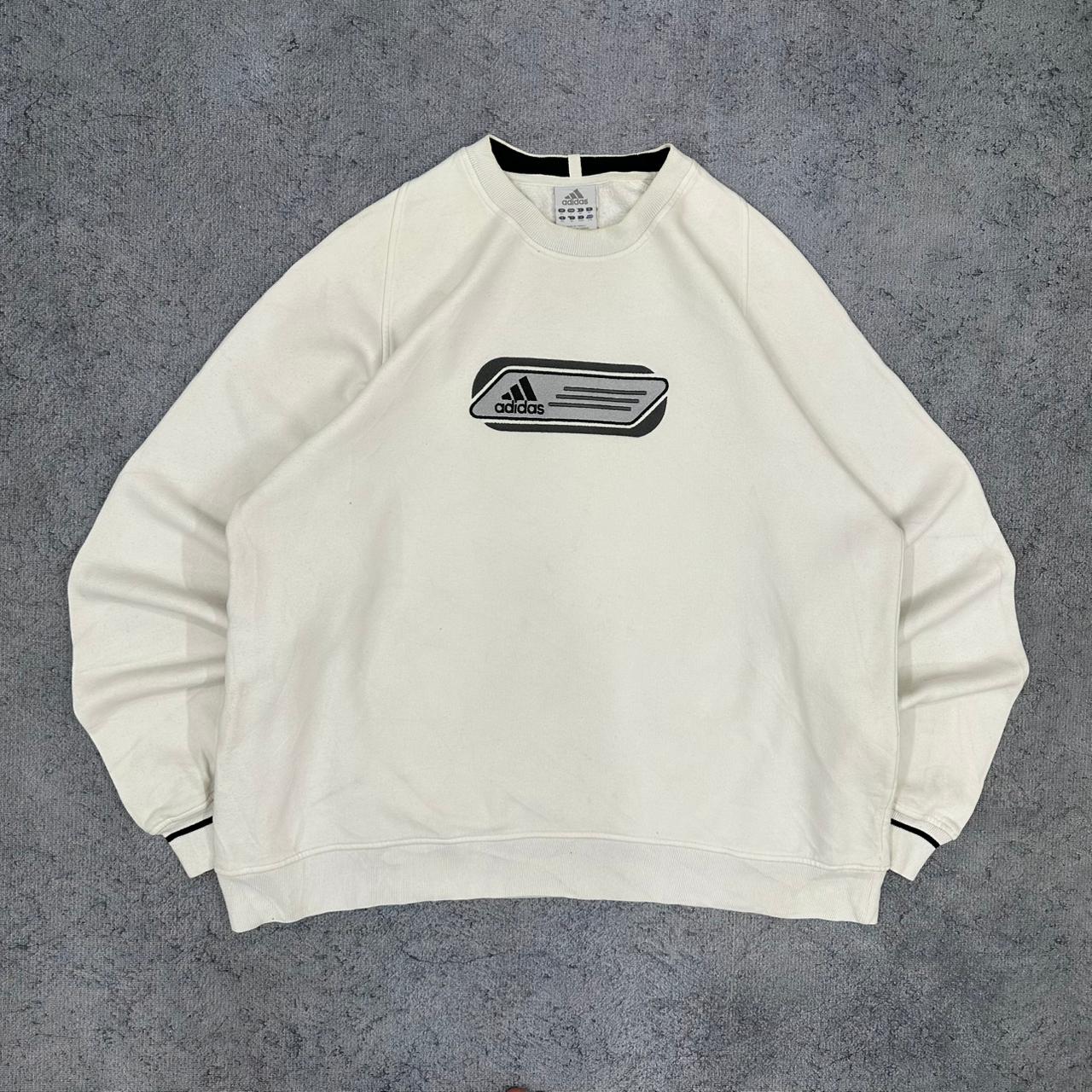 Adidas vintage big Box Logo Sweatshirt Sweater Crewneck Y2K weiß XL