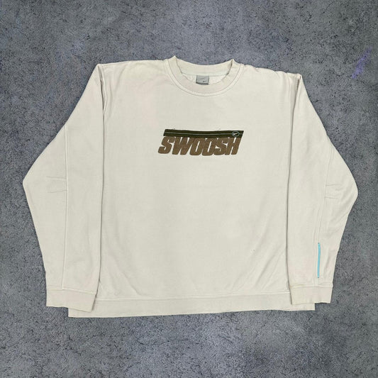 Nike vintage Swoosh Sweatshirt Sweater Crewneck beige XXL