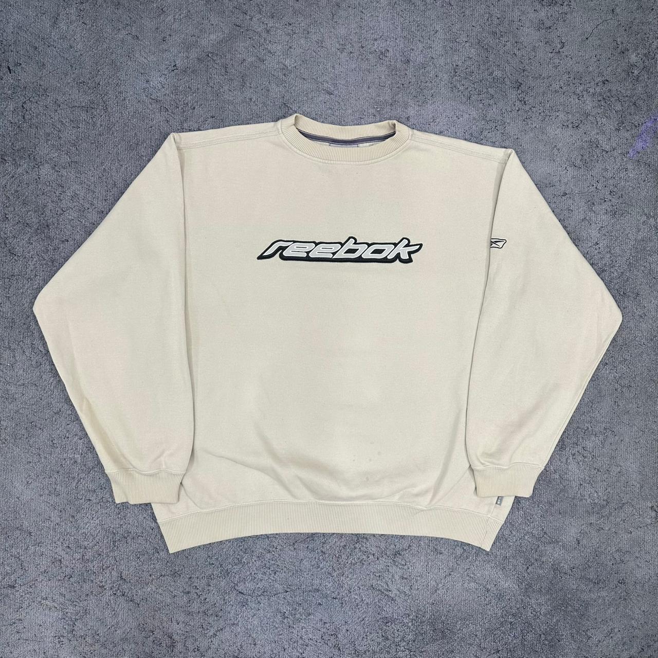 Reebok vintage big Logo Sweatshirt Sweater Crewneck Y2K beige L