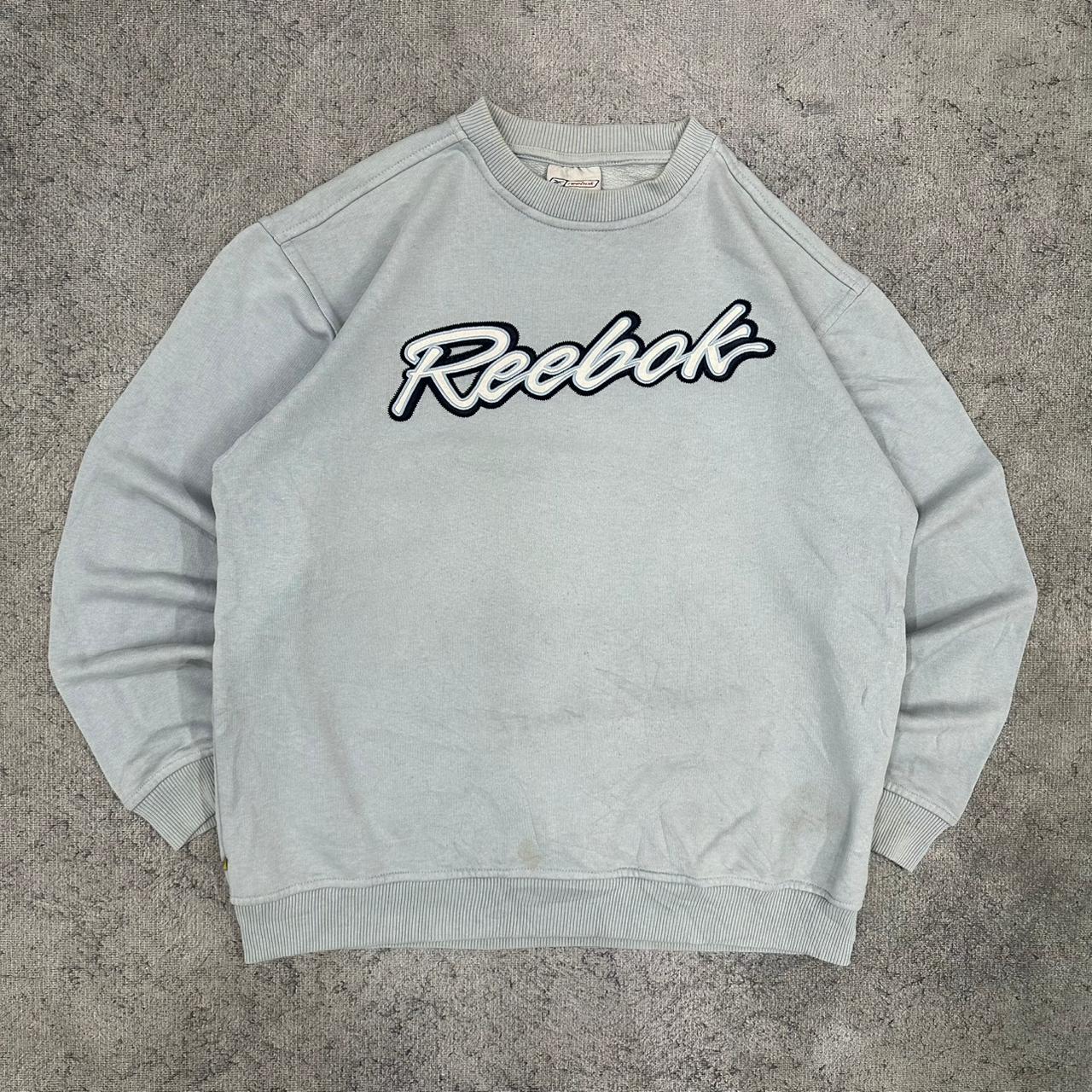 Reebok vintage big Logo embroidery Sweatshirt Sweater Crewneck blau M