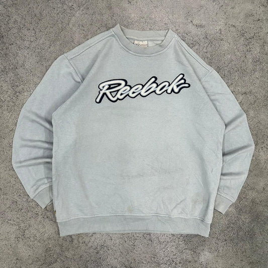Reebok vintage big Logo embroidery Sweatshirt Sweater Crewneck blau M