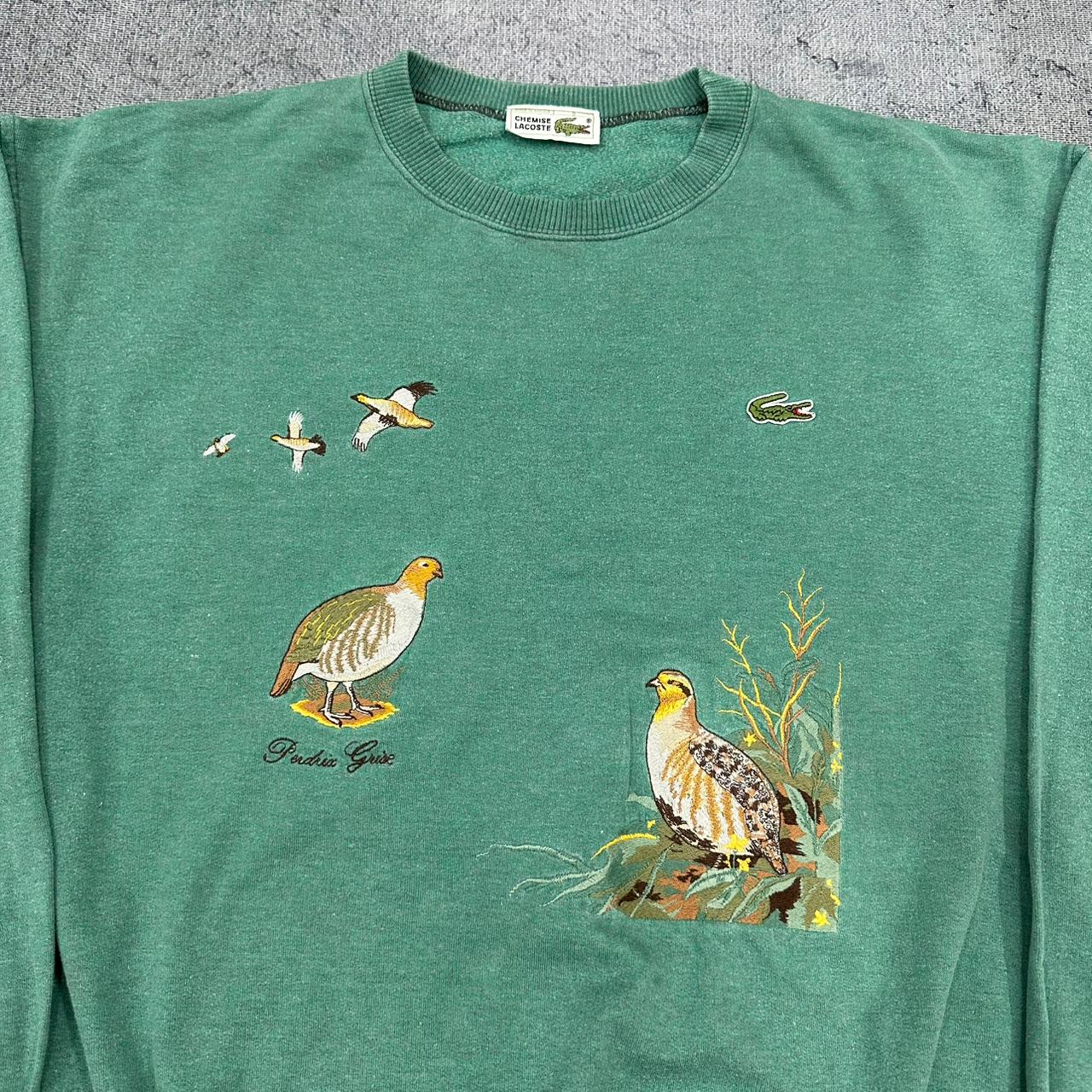 Lacoste vintage 80s 90s Sweatshirt Knitwear Sweater Crewneck Polo Stoff embroidery Vogel L