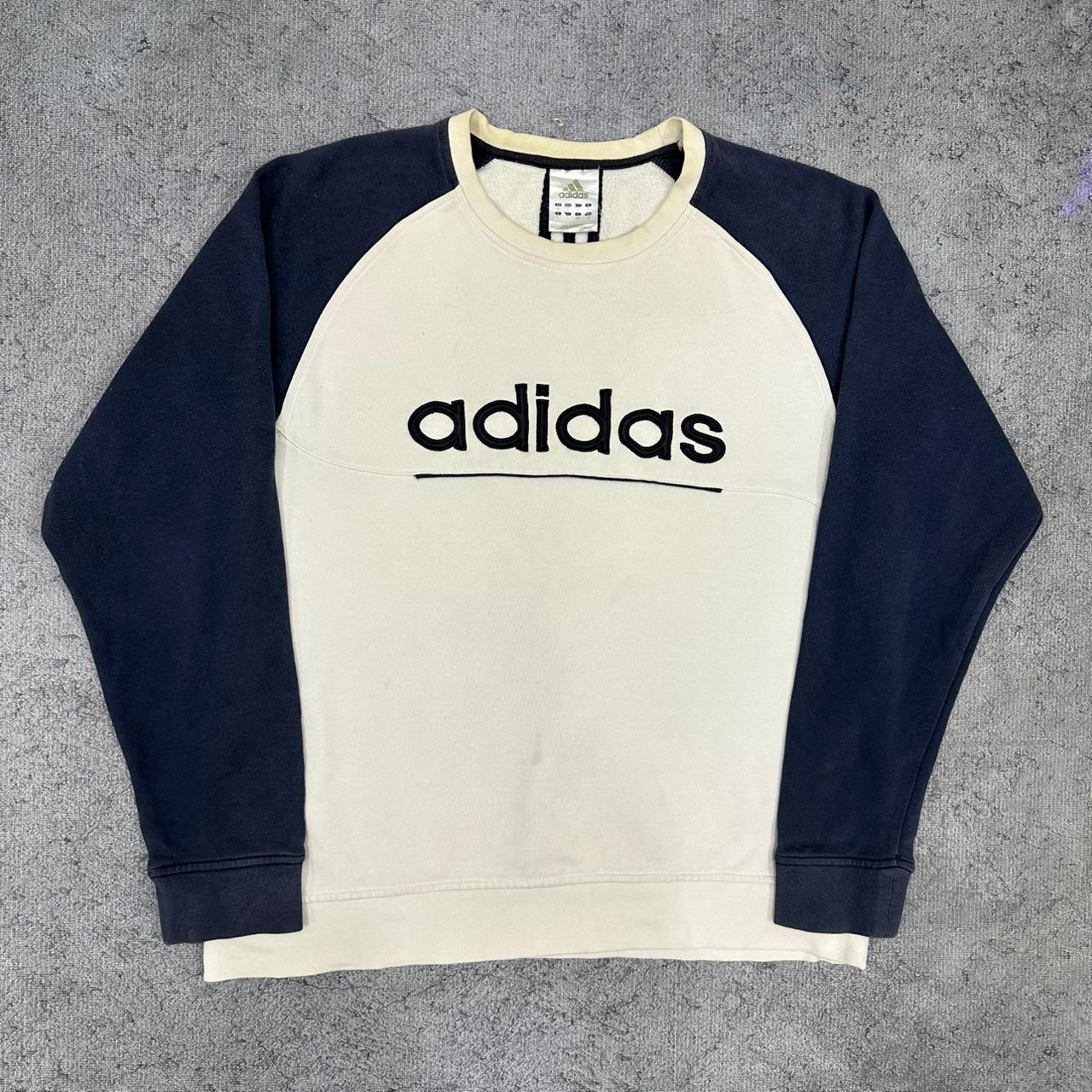 Adidas vintage big logo Sweatshirt Crewneck Sweater beige L