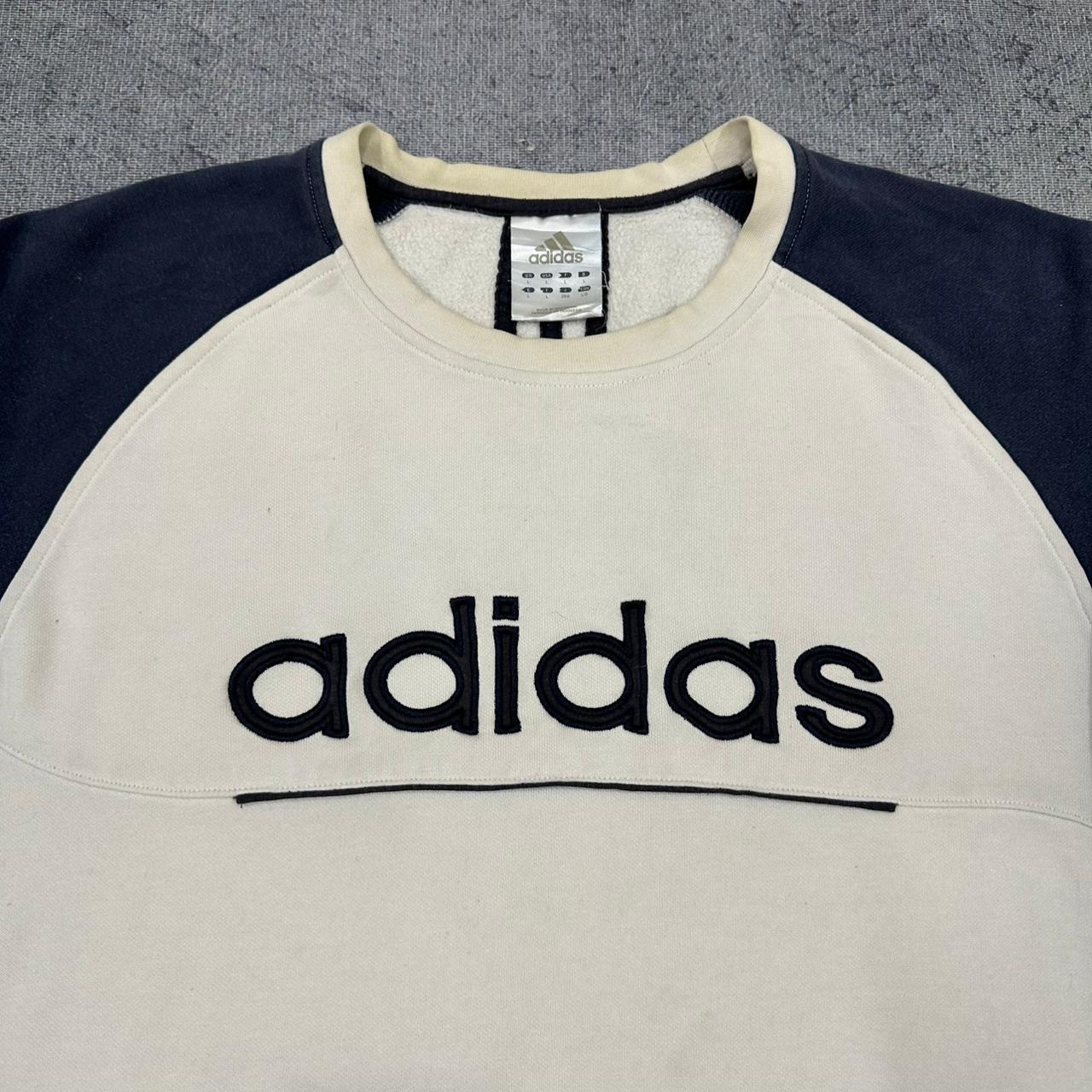 Adidas vintage big logo Sweatshirt Crewneck Sweater beige L
