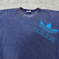 Adidas vintage 90s Sweatshirt Sweater big Logo embroidery Crewneck washed blau L