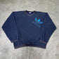 Adidas vintage 90s Sweatshirt Sweater big Logo embroidery Crewneck washed blau L