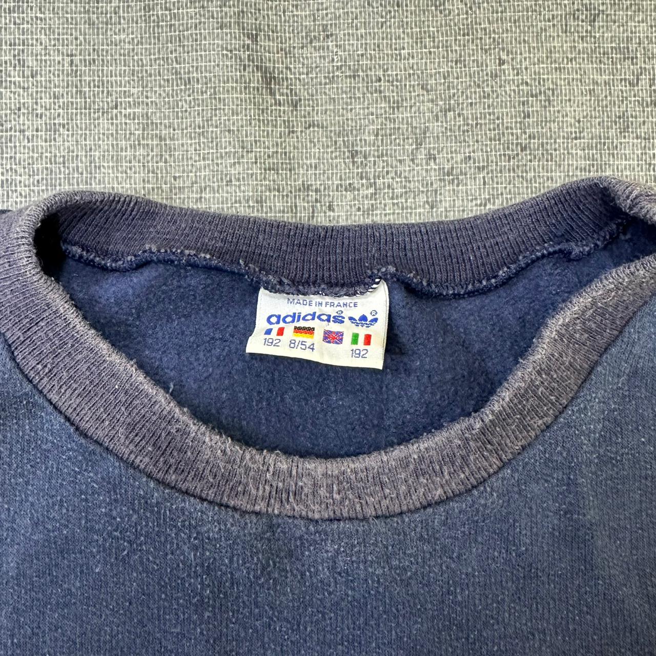 Adidas vintage 90s Sweatshirt Sweater big Logo embroidery Crewneck washed blau L