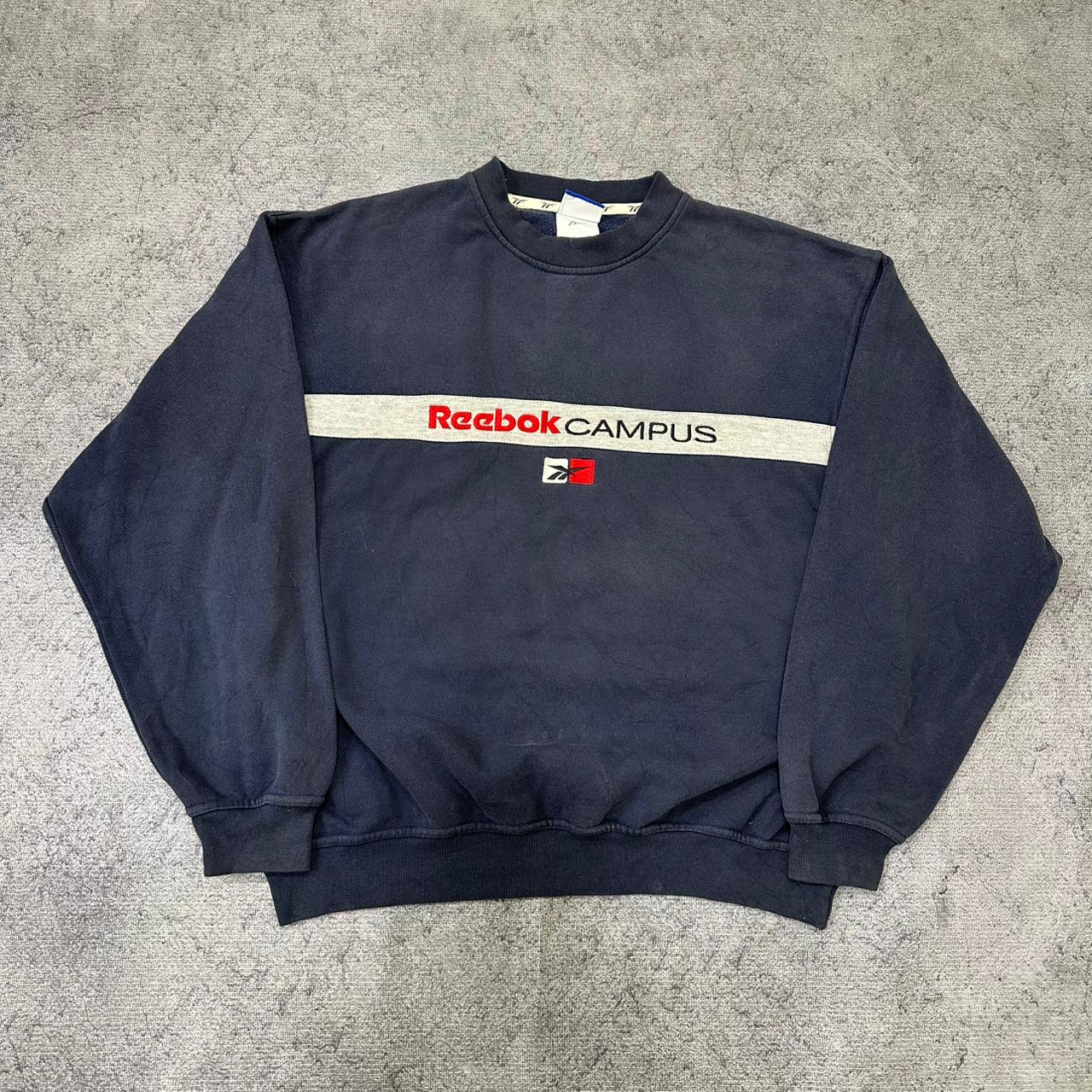 Reebok vintage Campus Sweatshirt Sweater big Logo embroidery Crewneck blau M