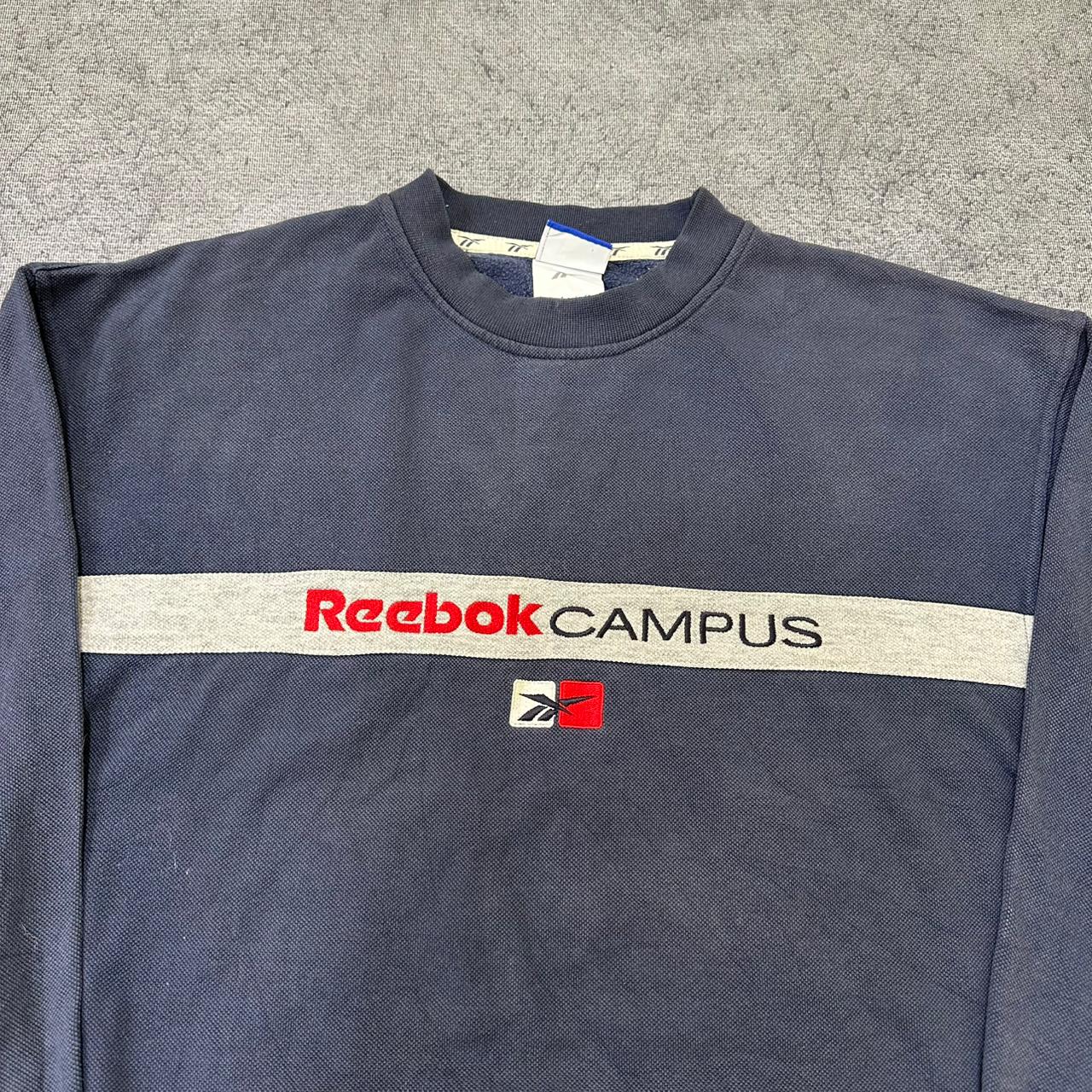 Reebok vintage Campus Sweatshirt Sweater big Logo embroidery Crewneck blau M