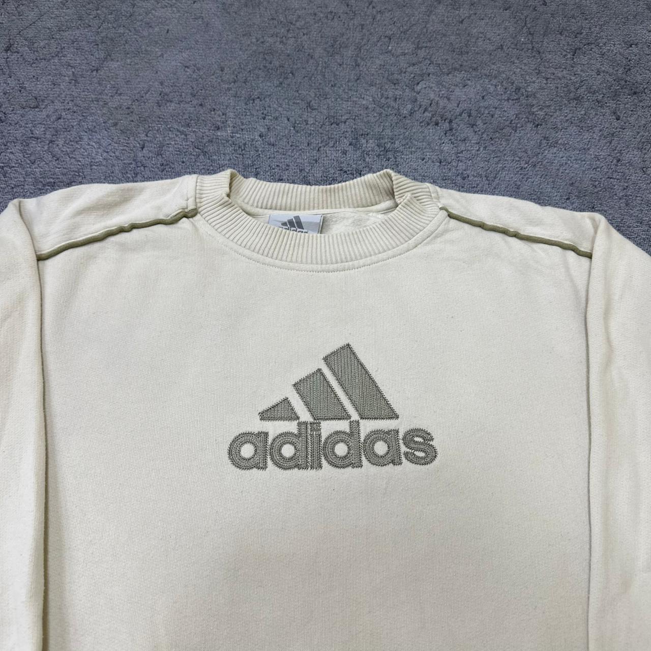 Adidas vintage big Logo Sweatshirt Crewneck Sweater beige S