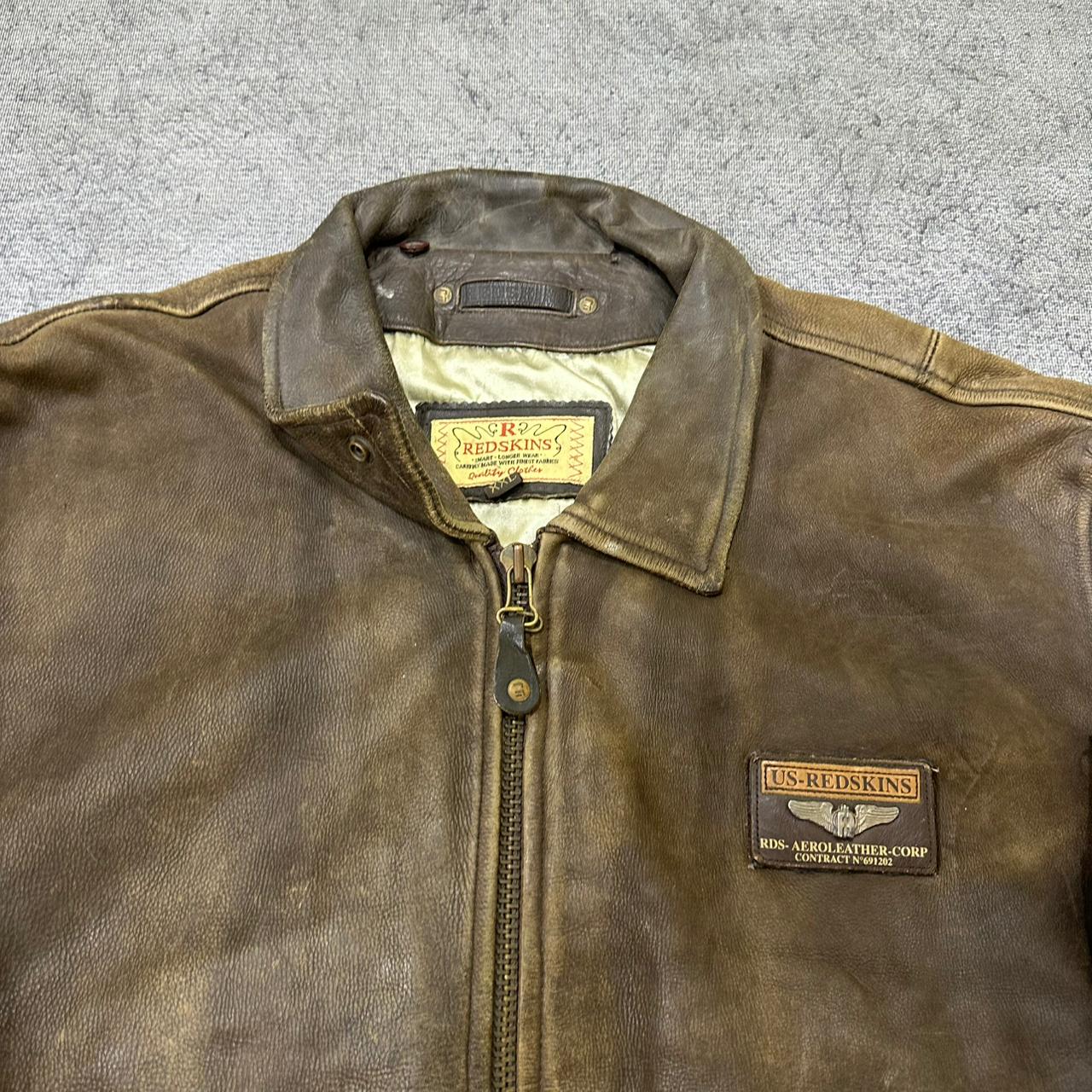 RedSkins vintage Lederjacke Leather Pilot Jacket braun XXL