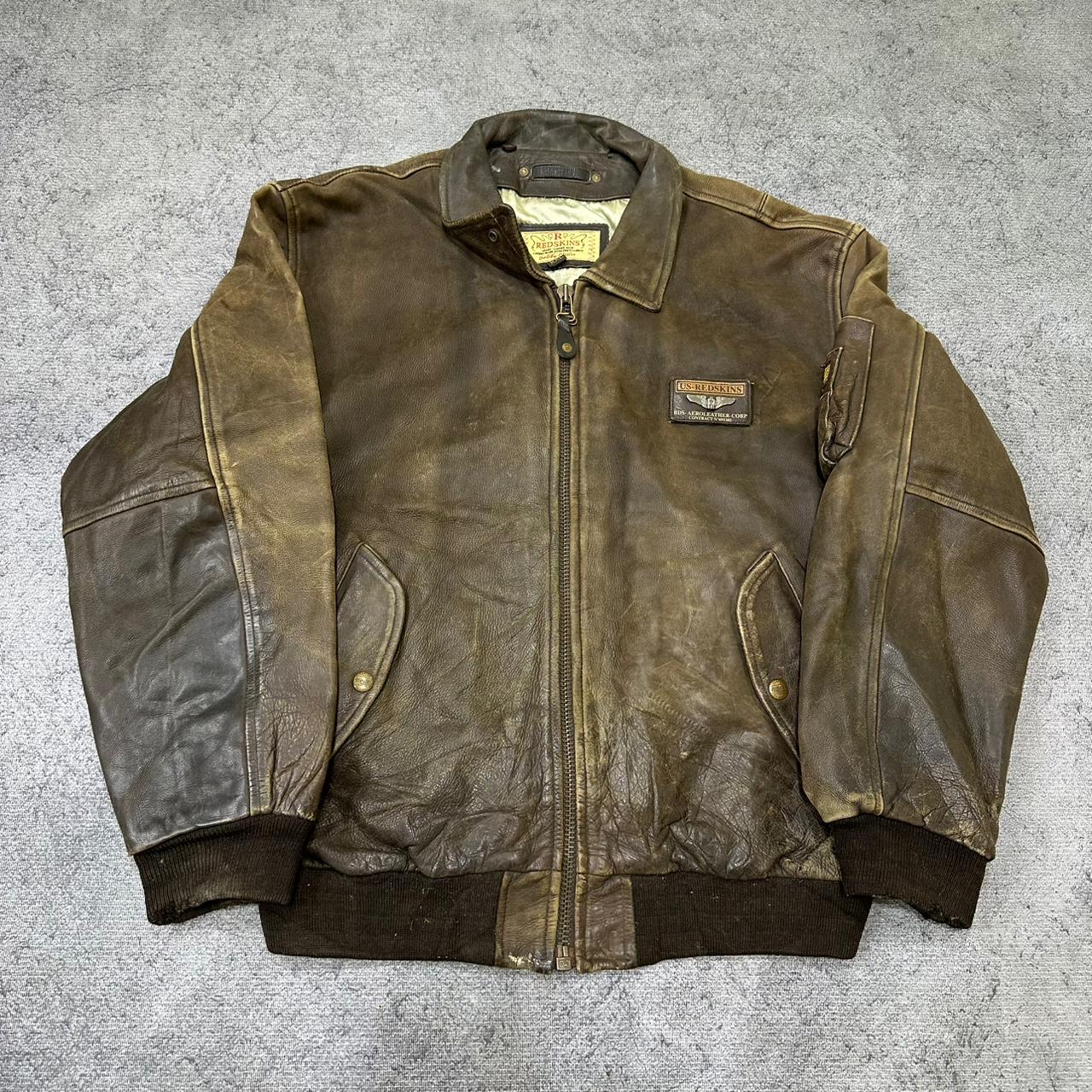 RedSkins vintage Lederjacke Leather Pilot Jacket braun XXL