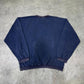 Adidas vintage 90s Sweatshirt Sweater big Logo embroidery Crewneck washed blau L