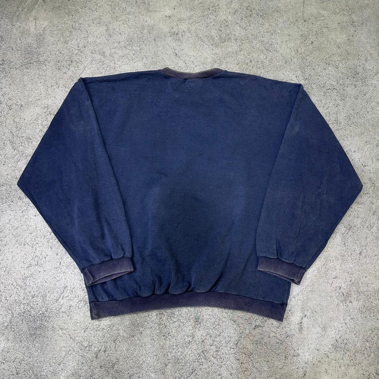 Adidas vintage 90s Sweatshirt Sweater big Logo embroidery Crewneck washed blau L