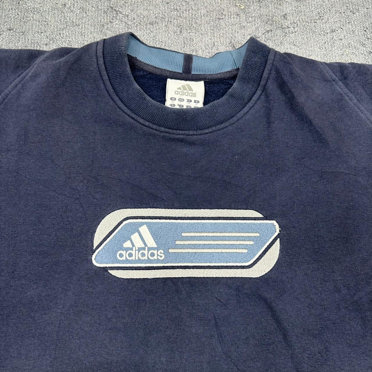 Adidas vintage big Logo embroidery Sweatshirt Sweater Crewneck blau XL