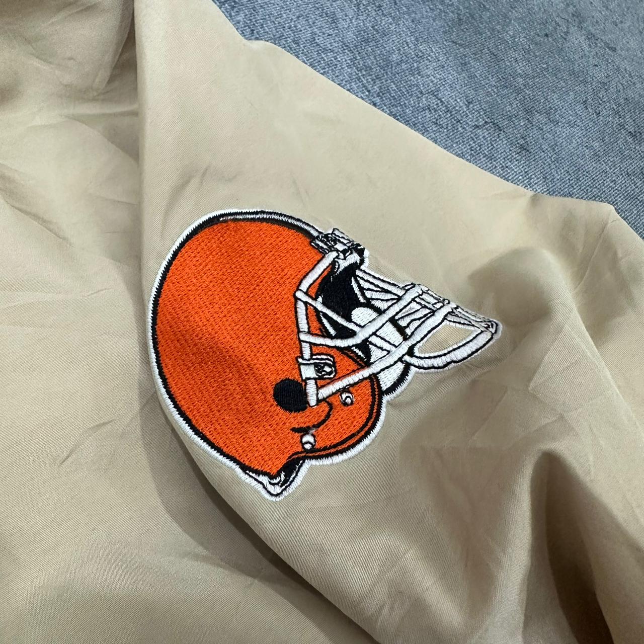 NFL x Puma Cleveland Browns vintage Sweatshirt varsity Jacket Windbreaker Football beige XXL