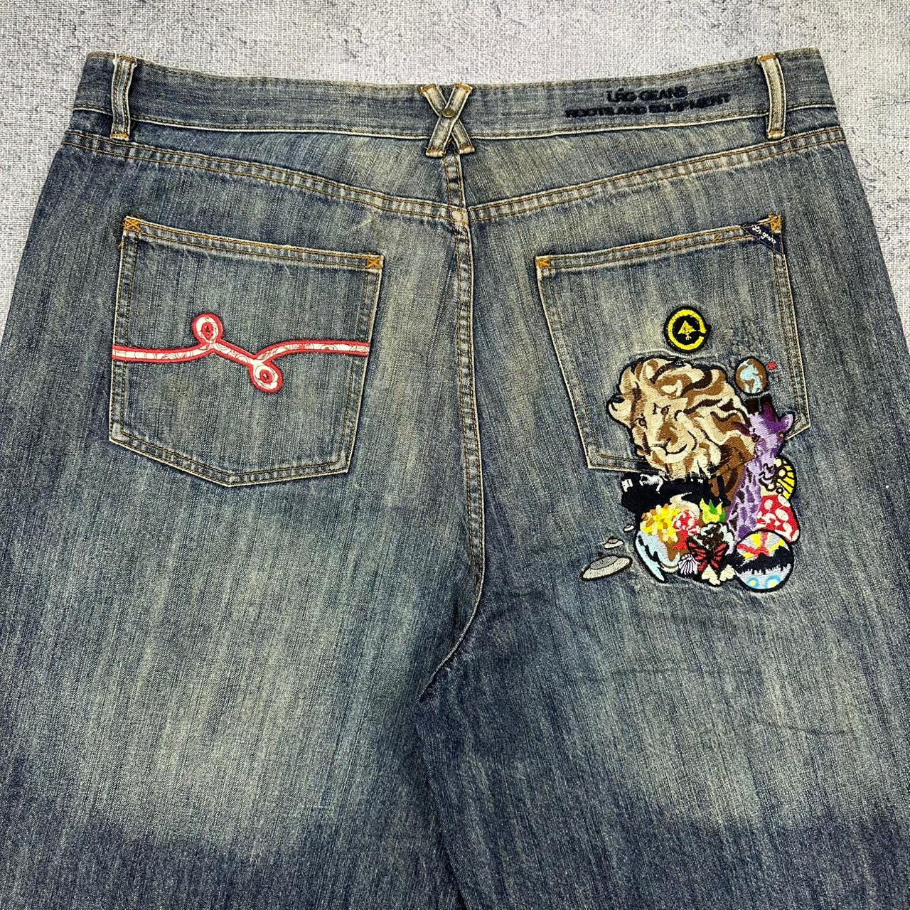 LRG Geans vintage Baggy Jorts Shorts Japanese embroidery Y2K Hip Hop Denim Jeans Pants W42 XXL