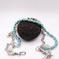 "Blue Reign" - Silberne Hosenkette mit türkisfarbenen Perlen - stylisches Accessoire Y2K - MonkeysVintage