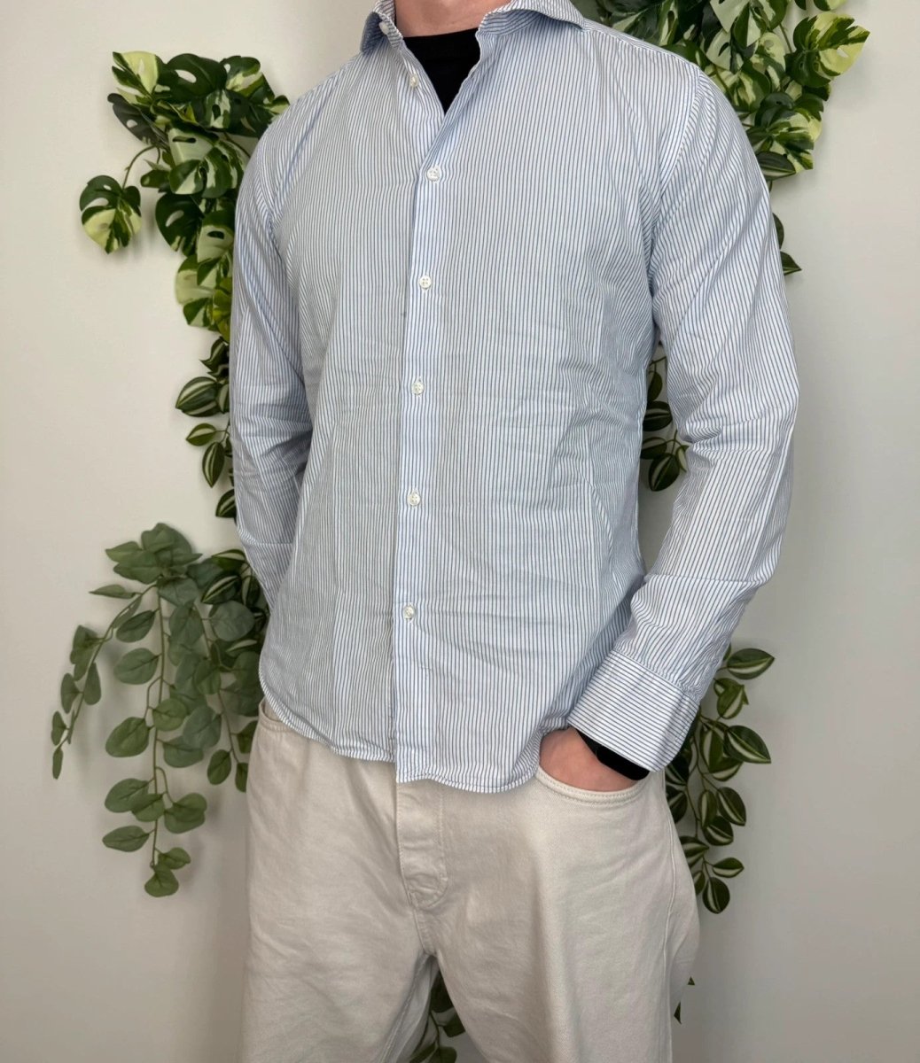 Bulgarini Vintage gestreiftes Langarm Hemd S - MonkeysVintage