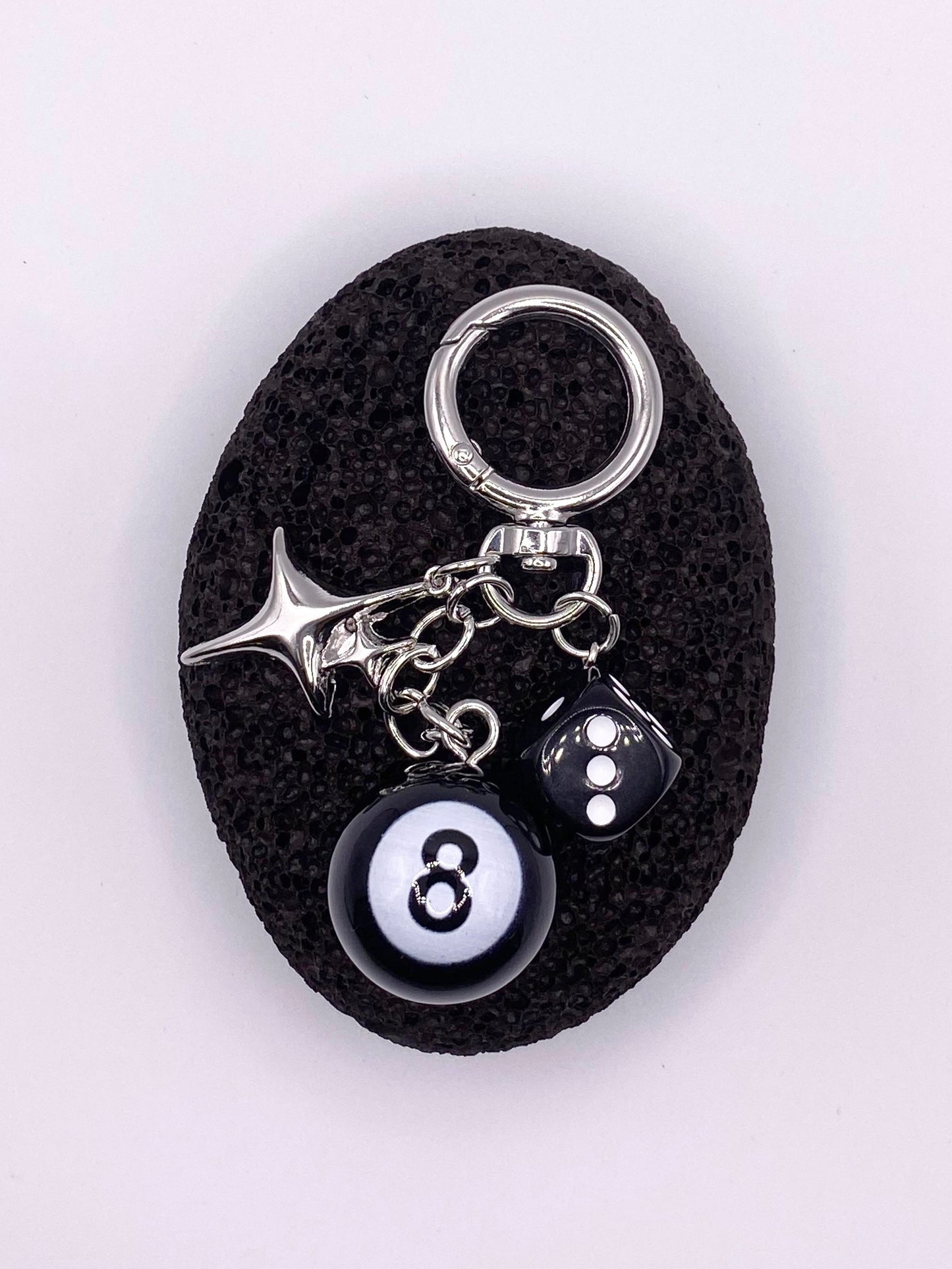 Schlüsselanhänger „Lucky Charm“  8-Ball, Würfel & Stern