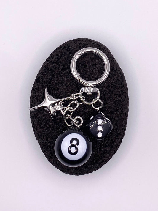 Schlüsselanhänger „Lucky Charm“  8-Ball, Würfel & Stern