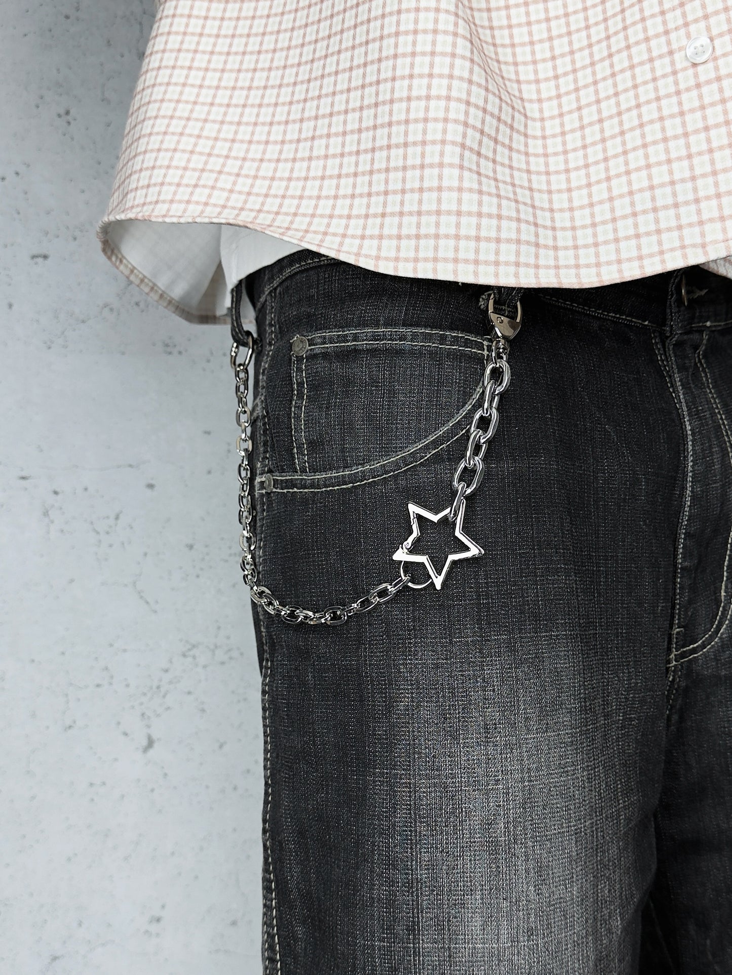"StarBound" Streetwear silber Hosenkette mit Stern Charm Y2K Pants Chain