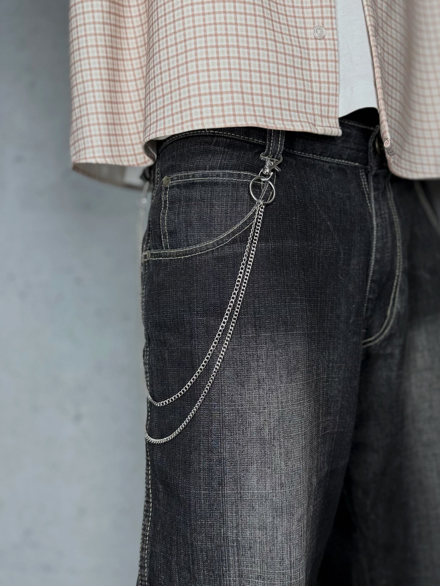 Layered Hosenkette Simple Silver Metall silber Y2K Streetwear