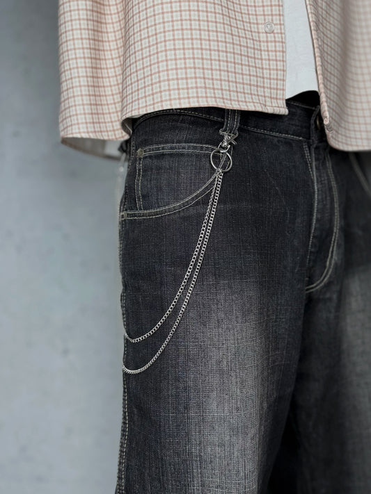 Layered Hosenkette Simple Silver Metall silber Y2K Streetwear