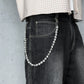 "Silver Pearl" Streetwear silber Hosenkette mit weißen Perlen Y2K Pants Chain