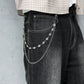 "White Orbit" Streetwear Hosenkette Silber mit weißen Steinen Pants Chain