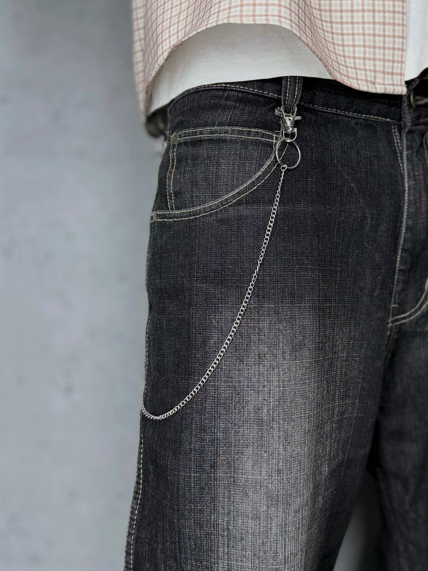 Layered Hosenkette Simple Silver Metall silber Y2K Streetwear