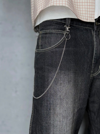 Layered Hosenkette Simple Silver Metall silber Y2K Streetwear