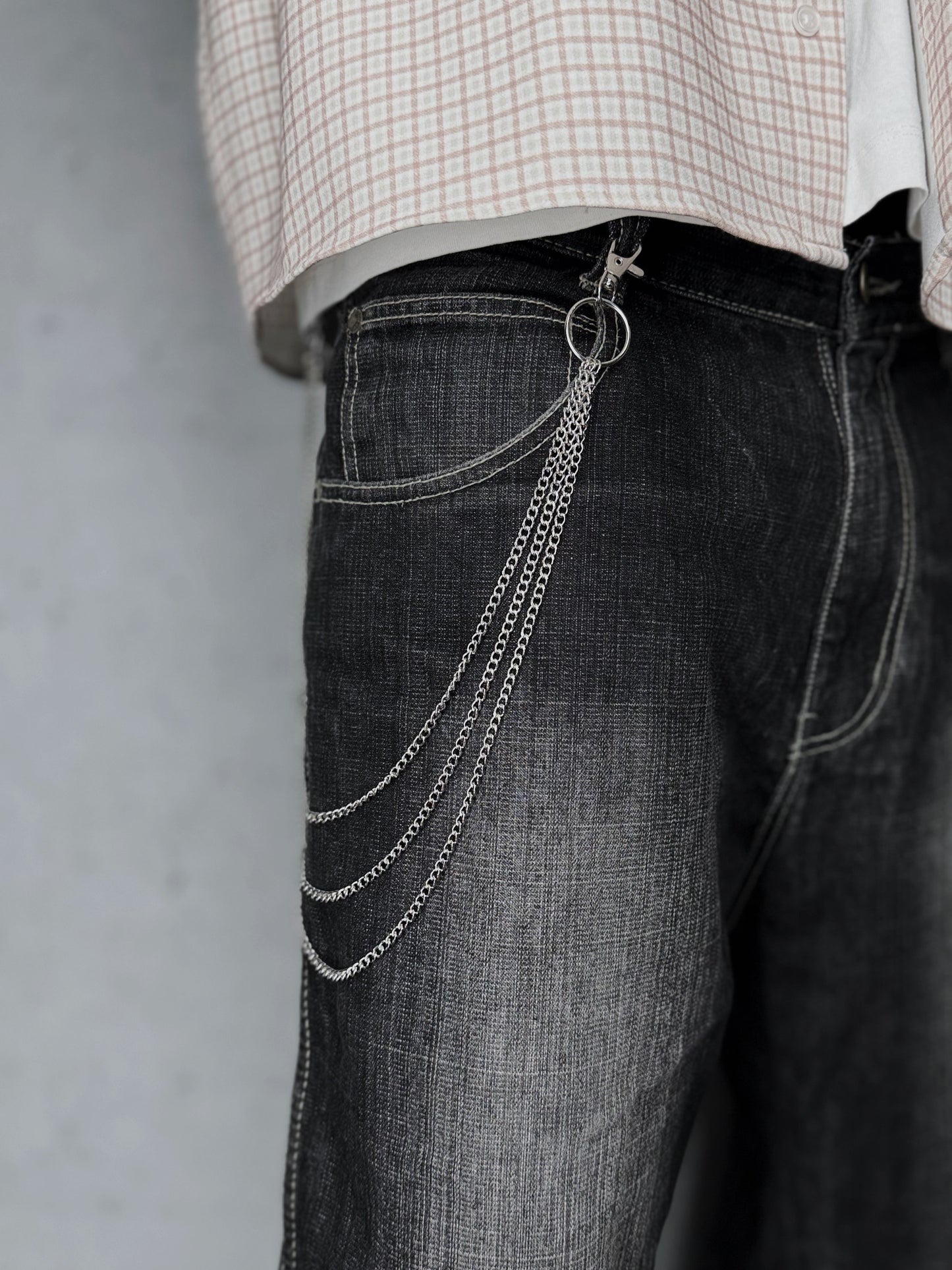 Layered Hosenkette Simple Silver Metall silber Y2K Streetwear