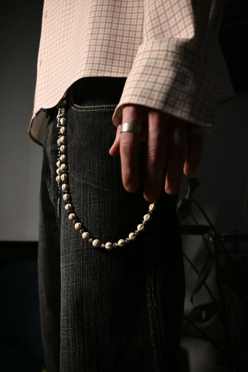 "Faithline" Vintage Style Hosenkette mit Perlen & Jesus - Medaille Kreuz – Streetwear Accessoire - MonkeysVintage