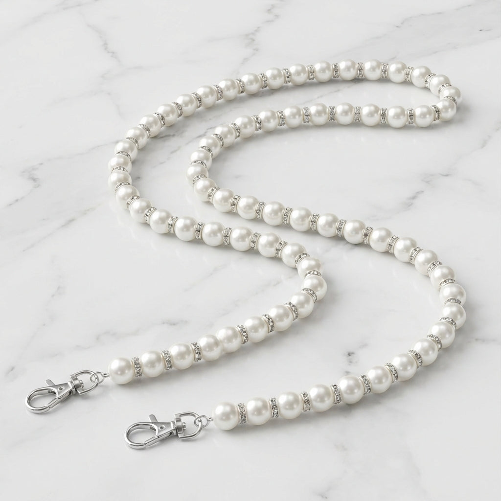 "Lunar Pearl" Streetwear Perlen Hosenkette mit Strass Details Y2K Pants Chain