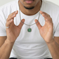 "Gem Stone" Streetwear silber Halskette mit Schmuckstein Gem Necklace grün weiß schwarz