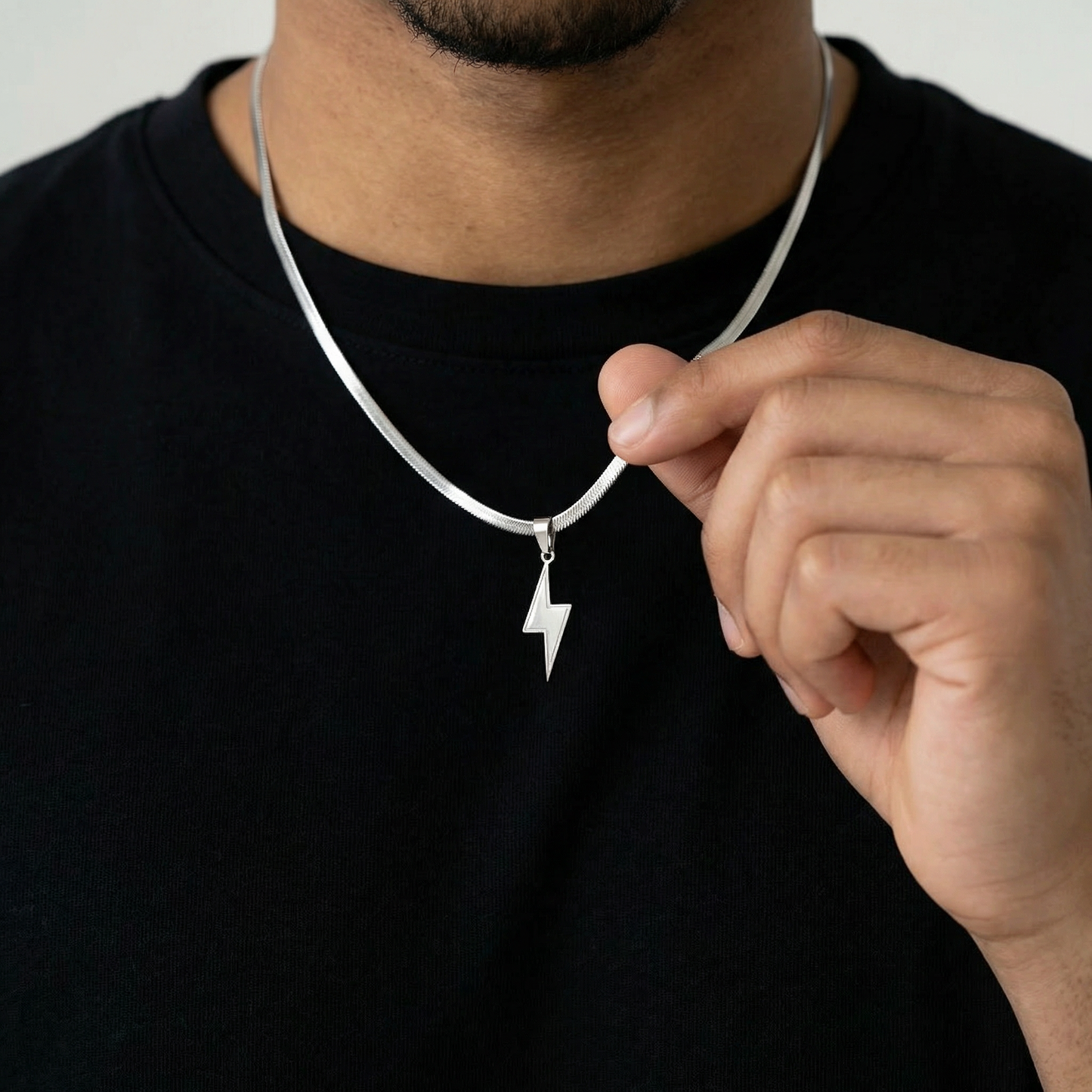 "Volt Snake" Streetwear silber Halskette mit Blitz Anhänger Necklace Y2K
