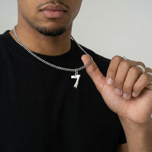 "The 7" Streetwear Necklace silber Halskette mit 7 Anhänger Y2K