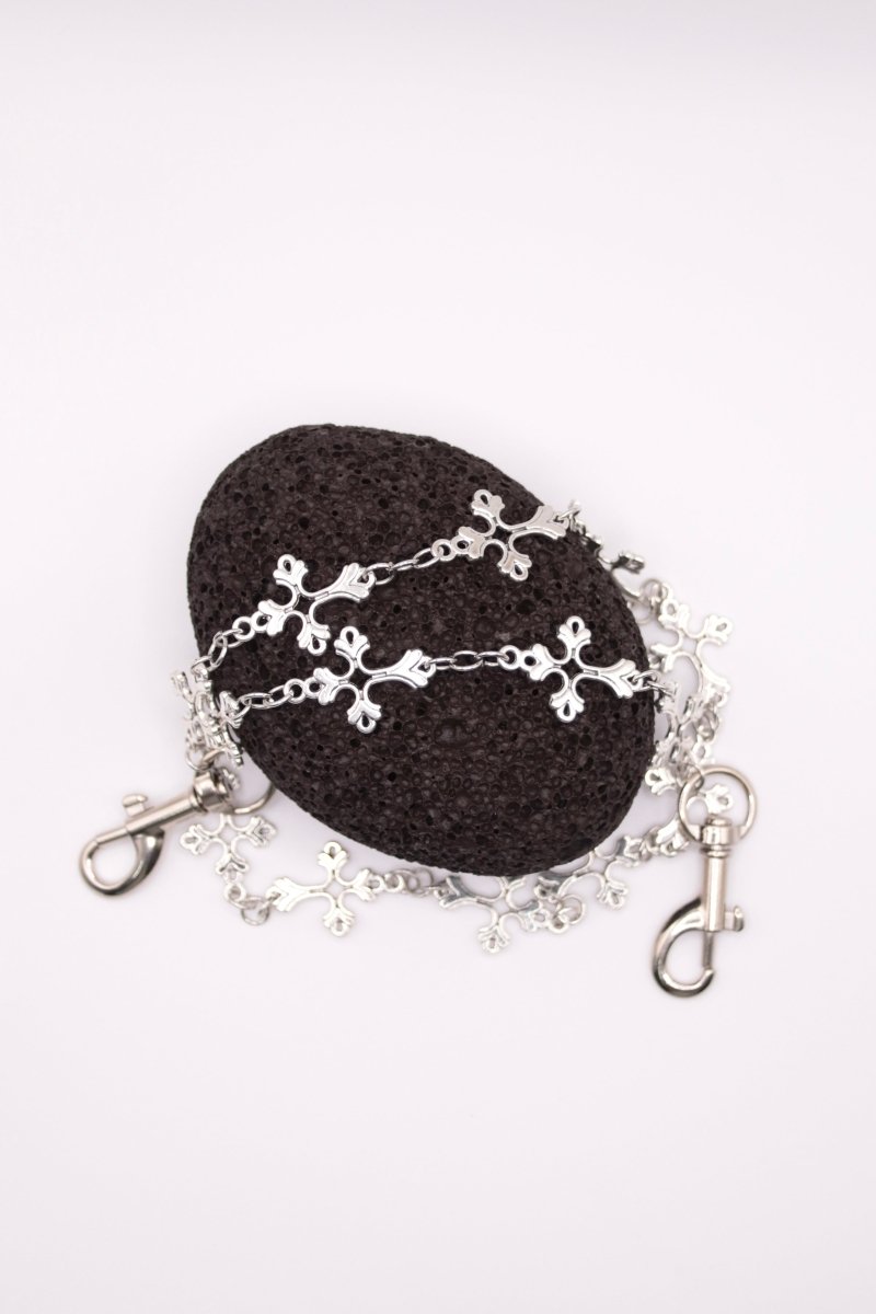 "Holy Drip" - Silberne Hosenkette mit Kreuzanhängern - Cross Chain Y2K Skater Streetwear - MonkeysVintage