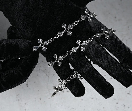 "Holy Drip" - Silberne Hosenkette mit Kreuzanhängern - Cross Chain Y2K Skater Streetwear - MonkeysVintage