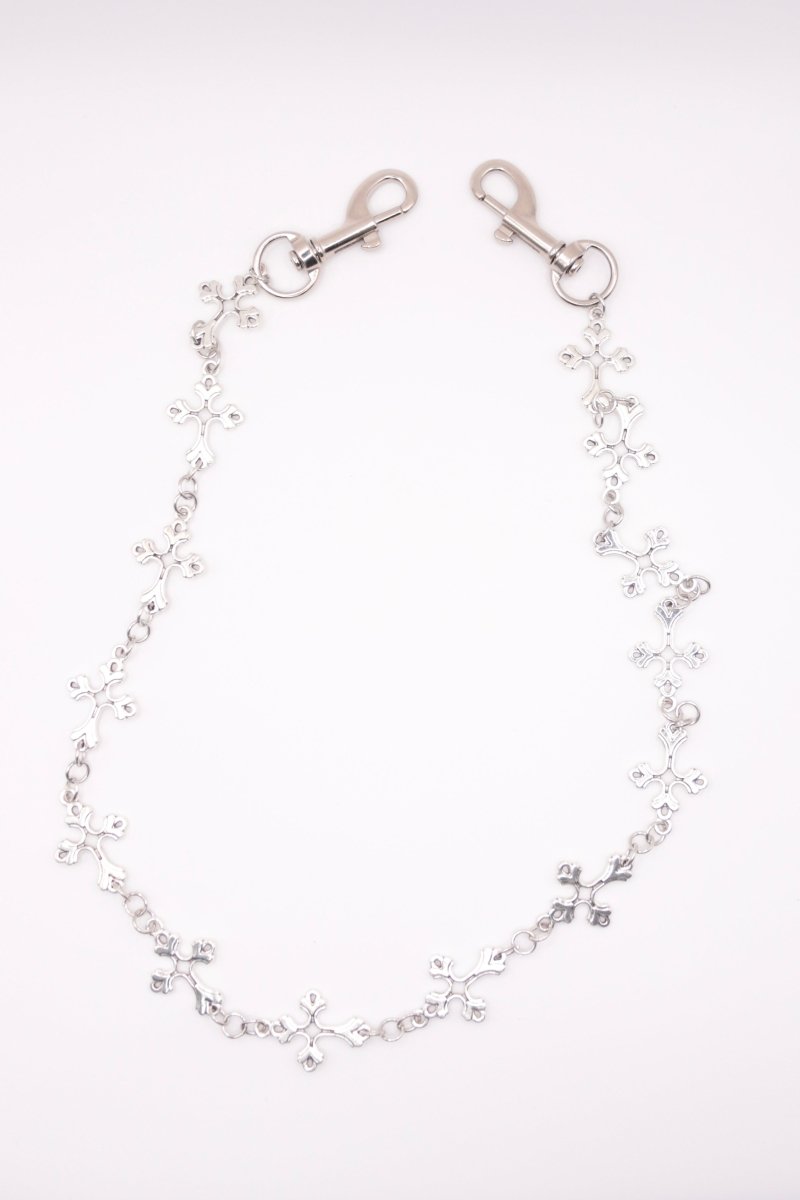 "Holy Drip" - Silberne Hosenkette mit Kreuzanhängern - Cross Chain Y2K Skater Streetwear - MonkeysVintage